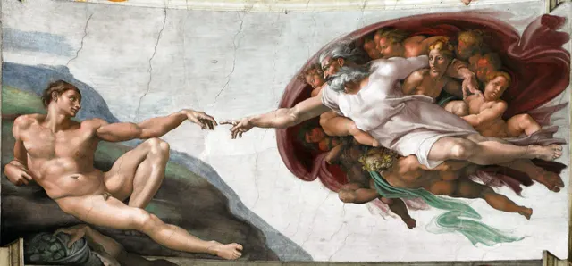 Michelangelo: Gott erschafft Adamlabel QS:Lfr,"création de l'homme"label QS:Len,"creation of man"label QS:Lde,"Gott erschafft Adam"