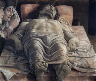 Andrea Mantegna: Lamentation over the Dead Christ (ca. 1480), by the Italian Renaissance painter Andrea Mantegna (1431-1506), Pinacoteca di Brera, Milan.