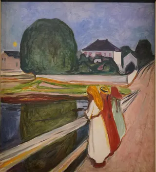 Nuit Blanche. Osgarstrand (Filles sur le Pont). Edvard Munch. 1903. - 51807446401
