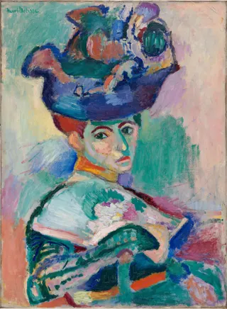 Henri Matisse: Französisch: Femme au chapeau Frau mit Huttitle QS:P1476,fr:"Femme au chapeau "label QS:Lfr,"Femme au chapeau "label QS:Lit,"Donna con cappello"label QS:Lhu,"Nő kalappal"label QS:Lde,"Frau mit Hut"label QS:Lpt,"Mulher com chapéu"label QS:Lfa,"زنی با کلاه"label QS:Lzh,"戴帽子的女人"label QS:Lja,"帽子の女"label QS:Les,"Mujer con sombrero"label QS:Lsv,"Kvinna med hatt"label QS:Lpl,"Kobieta w kapeluszu"label QS:Lhe,"אישה עם כובע (אנרי מאטיס)"label QS:Lnl,"Woman with a Hat"la