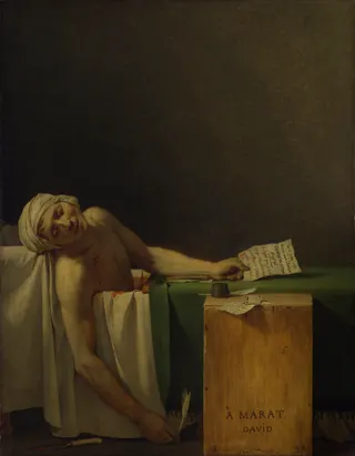 Jacques-Louis David: Französisch: La Mort de Marat Der Tod des Maratlabel QS:Lfr,"La Mort de Marat / Marat assassiné"label QS:Len,"The Death of Marat"label QS:Lde,"Der Tod des Marat"label QS:Lit,"La morte di Marat"label QS:Les,"La muerte de Marat"