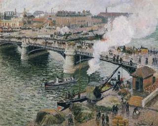 Camille Pissarro: Pont Boieldieu in Rouen, Rainy Weather