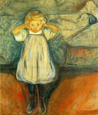 Edvard Munch: Norwegisch (Bokmål): Døden og barnet das Kind und der Todtitle QS:P1476,nb:"Døden og barnet"label QS:Lnb,"Døden og barnet"label QS:Les,"La madre muerta y su hija"label QS:Lde,"das Kind und der Tod"label QS:Len,"Death and the Child"