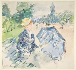 Berthe Morisot: A Woman Seated at a Bench on the Avenue du Bois