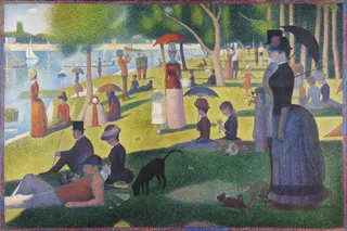 Georges Seurat: Englisch: A Sunday on La Grande Jatte -- 1884 Ein Sonntagnachmittag auf der Insel La Grande Jattelabel QS:Lfr,"Un dimanche après-midi à l'Île de la Grande Jatte"label QS:Len,"A Sunday on La Grande Jatte"