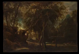 Peter Paul Rubens: A Forest at Dawn with a Deer Hunt