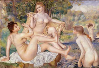 Pierre-Auguste Renoir: Französisch: Les Grandes Baigneuses Die großen Badendentitle QS:P1476,fr:"Les Grandes Baigneuses "label QS:Lfr,"Les Grandes Baigneuses "label QS:Les,"Las grandes bañistas"label QS:Luk,"Великі купальниці"label QS:Lru,"Большие купальщицы"label QS:Lcs,"Velké koupání"label QS:Lde,"Die großen Badenden"label QS:Lpt,"As Grandes Banhistas"label QS:Lhy,"Լողացող կանայք"label QS:Lbr,"Les Grandes Baigneuses"label QS:Lda,"De Store Badere"label QS:Lsl,"Velike kopalke