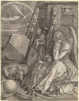 Albrecht Dürer: Englisch: Melencolia I Melencolia Ititle QS:P1476,en:"Melencolia I "label QS:Len,"Melencolia I "label QS:Les,"Melancolía I"label QS:Lca,"Malenconia I"label QS:Lde,"Melencolia I"label QS:Lhy,"Մելանխոլիա I"label QS:Lzh,"忧郁 I"label QS:Lda,"Melencolia I"label QS:Ltr,"Melencolia I"label QS:Lja,"メランコリア I"label QS:Lsv,"Melankolien"label QS:Lhe,"מלנכוליה"label QS:Lla,"Melencolia I"label QS:Lzh-hant,"梅倫科利亞一世"label QS:Lzh-cn,"梅伦科利亚一世"label QS:Lfi,"Melankolia I"label QS: