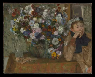 Edgar Degas: A Woman Seated beside a Vase of Flowers (Madame Paul Valpinçon?)