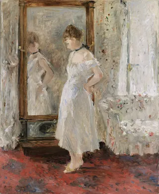 Berthe Morisot: Französisch: La Psyché The Psyche mirrortitle QS:P1476,fr:"La Psyché "label QS:Lfr,"La Psyché "label QS:Lsl,"Psiha"label QS:Lhe,"מראת הנפש"label QS:Lnl,"Psyche"label QS:Lca,"El mirall de vestir"label QS:Lbr,"Psyché"label QS:Lko,"프시케 거울"label QS:Len,"The Psyche mirror"label QS:Les,"El espejo de vestir"label QS:Lda,"Psychen"