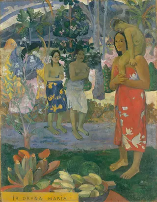 Paul Gauguin: Tahitisch: Ia Orana Maria Gegrüßt seist du, Mariatitle QS:P1476,ty:"Ia Orana Maria"label QS:Lty,"Ia Orana Maria"label QS:Lca,"Ave Maria"label QS:Len,"Hail Mary"