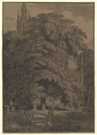 Karl Friedrich Schinkel: Gothic Church Hidden by a Tree