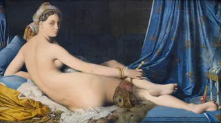 Jean-Auguste-Dominique Ingres: Französisch: La grande odalisque Die große Odalisketitle QS:P1476,fr:"La grande odalisque "label QS:Lfr,"La grande odalisque "label QS:Lmy,"ကိုယ်လုပ်တော် (ပန်းချီကား)"label QS:Leu,"Odaliska Handia"label QS:Lca,"La gran odalisca"label QS:Lde,"Die große Odaliske"label QS:Lga,"La Grande Odalisque"label QS:Lfa,"کنیز زیبا"label QS:Lzh,"大宫女"label QS:Ltr,"Büyük Odalık"label QS:Lzh-hk,"大宮女"label QS:Larz,"المحظيه الأولى"label QS:Lsi,"ග්‍රාන්ඩ් ඕඩලිස්ක්"l