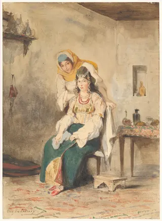Eugène Delacroix: Saada, the Wife of Abraham Ben-Chimol, and Préciada, One of Their Daughters