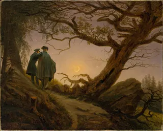 Caspar David Friedrich: Englisch: Two Men Contemplating the Moon Zwei Männer in Betrachtung des Mondestitle QS:P1476,en:"Two Men Contemplating the Moon "label QS:Len,"Two Men Contemplating the Moon "label QS:Lit,"Due uomini davanti alla luna"label QS:Lfr,"Deux Hommes contemplant la lune"label QS:Lru,"Двое мужчин созерцая Луну"label QS:Lde,"Zwei Männer in Betrachtung des Mondes"label QS:Lvi,"Hai người ngắm trăng"label QS:Lhy,"Երկու տղամարդ ուսումնասիրում են լուսինը"label QS:Lz