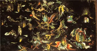 Nachahmer von Hieronymus Bosch: The resurrection of the dead and doomed lead into Hell (fragment of a Last Judgement).