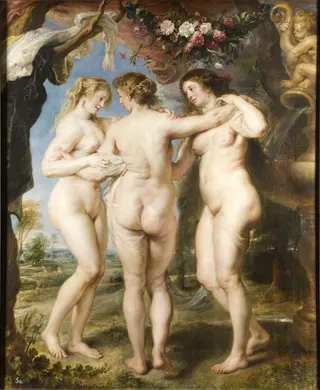 Peter Paul Rubens: Spanisch: Las tres Gracias Die drei Grazientitle QS:P1476,es:"Las tres Gracias "label QS:Les,"Las tres Gracias "label QS:Lhu,"Három Gráciája"label QS:Leu,"Hiru Graziak (Rubens)"label QS:Lru,"Три грации"label QS:Lde,"Die drei Grazien"label QS:Lbe,"Тры грацыі"label QS:Lhy,"Երեք գեղուհիներ"label QS:Lzh,"又有美惠三女神"label QS:Lda,"De tre gratier"label QS:Lro,"Cele trei Grații."label QS:Lja,"三美神 (ルーベンス、プラド美術館)"label QS:Lsv,"De tre gracerna"label QS:Lhe,"שלוש הגראטיות