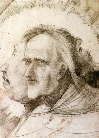 Matthias Grünewald: Drei Männerköpfe in einer Gloriole, sogenanntes Dreigesicht