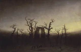 Caspar David Friedrich: Englisch: The Abbey in the Oakwood Abtei im Eichwaldtitle QS:P1476,en:"The Abbey in the Oakwood "label QS:Len,"The Abbey in the Oakwood "label QS:Lit,"Abbazia nel querceto"label QS:Lfr,"L'Abbaye dans une forêt de chênes"label QS:Lhy,"Աբբայությունը կաղնու անտառում"label QS:Let,"Kloostrihoone tammikus"label QS:Leu,"Abadia hariztian"label QS:Lel,"Μονή στο δάσος με τις βελανιδιές"label QS:Lar,"الدير في أوكوود"label QS:Lca,"Abadia en la roureda"label QS:Lru